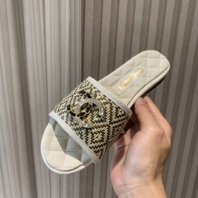 chane* 小香25p春夏新品 双C平底拖鞋 鞋面采用原版定制材质 内里垫脚均为丝绸羊皮 意大利进口牛皮大底 size 35-39 40 41定制