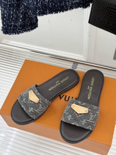 驴牌春夏新品 经典舒适一字懒人拖鞋 面料原版定制牛仔布 内里垫脚均为羊皮 意大利进口牛皮大底 尺码35-39 [40.41定制]