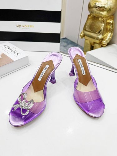 AQUAZZURA 菠萝｜来 Aquazzuea高跟系绑带凉鞋 新品透明设计，水晶镶嵌，时尚新潮，后置系带脚踝绑带轻盈优雅、创意菠萝高跟与镶钻尖头璀璨夺目，延续