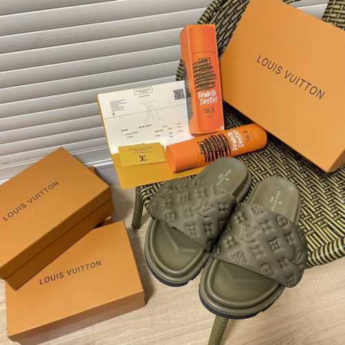 出厂 Louis Vuitton 路易威登专柜 顶级首发 八色发售 Lv印花魔术贴拖鞋 官网同步 时尚穿搭 明星同款 原标 原盒 正确版本 定制印花鞋面 内里真