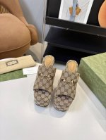 工厂p价 女装女鞋 运动原单 G家 古驰 专柜新品 防水台马衔扣 麻绳编织坡跟厚底台 拖鞋 原版1 1复制 1面料 牛皮 原版布料 2原版1:1定制五金 3内里