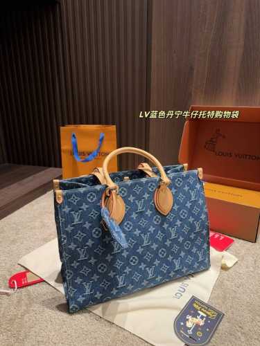 尺寸36.26 Lv蓝色丹宁牛仔托特购物袋