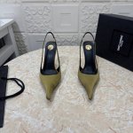 工厂p价 女装女鞋 运动原单 Ysl.顶级版本.高品质. 配置全套包装 2025新款 官网同步 1:1开模 尖头后空鞋 鞋面 漆皮 真丝 内里 羊皮 跟高: 1