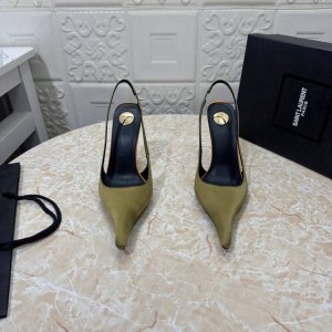 工厂p价 女装女鞋 运动原单 Ysl.顶级版本.高品质. 配置全套包装 2025新款 官网同步 1:1开模 尖头后空鞋 鞋面 漆皮 真丝 内里 羊皮 跟高: 1
