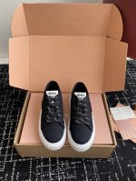 代购级 Miumiu 25Ss 春夏新款 厚底 帆布 半拖 小白鞋 简约造型，超轻原版开模鞋底，脚感妥妥满分 好穿好搭，增高6Cm Size: #35-40 4