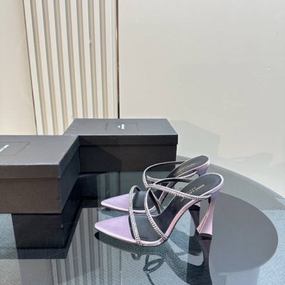 Saint Lauren* YSL圣罗兰烫钻交叉带超高跟时装凉鞋 24ss水钻小猫跟凉鞋 鞋面采用原版定制真丝 内里踮脚混种羊皮 意大利进口真皮大底 跟高：10