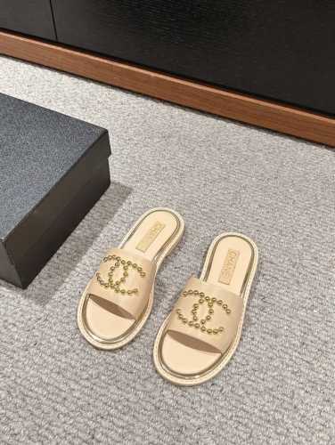 顶级品质 Chanel Ss24 New Arrival～ 小香2024春夏新款平底拖鞋 面料：混种羊皮 内里：环保混种羊皮 鞋底：意大利真皮大底 Size: