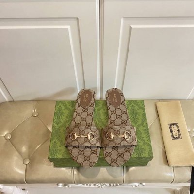 橡胶底 真皮底 古奇Gucci新款拖鞋 提花双G帆布 牛皮面 羊皮里 35-41码 42 43码可定做不退换