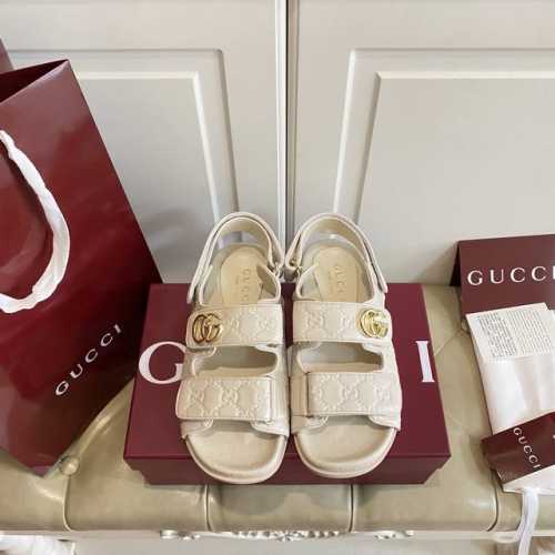 出厂价p ，古奇Gucci新款凉高版本系列，双扣魔术贴，松紧适度可调整，压花皮面，羊皮里，原版橡胶底，35-40码