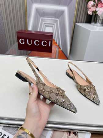 2515一9GUCCI最新爆款专柜原版鞋开模制作原版五金链条扣双G布烫闪亮彩钻大牌明星最爱的奢侈品面料：古奇原版双G布烫钻内里：羊皮跟高10毫米码数：35-41 - 点击图像关闭