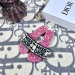 迪奥 Miss Dior系列平底拖鞋 字母刺绣拖 拼色一字拖 码数 35-42
