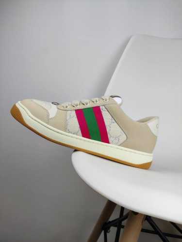橙子出厂价 跑量主推款 Gucci 古驰小脏鞋系列 经典原型复古百搭做旧脏脏鞋板鞋 复古学院风 怀旧版 情侣款 男女同款 鞋面擦色牛皮拼接经典双G布面料，皮面切