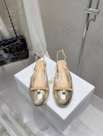 顶级版本 迪奥 Dior 2025春夏高定系列新款 Ballet 标志性电绣藤格纹低跟芭蕾舞女鞋 CD字母logo珍珠扣粗跟蝴蝶结凉鞋材质：进口金属羊皮 环保藤