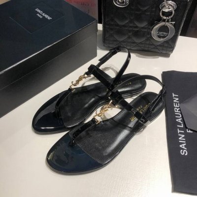 钻扣 金扣 Saint Laurent圣罗兰 YSL字母水晶钻扣平底夹趾凉鞋。羊皮内里 垫脚，真皮大底。 size 35-40 41定做不退换