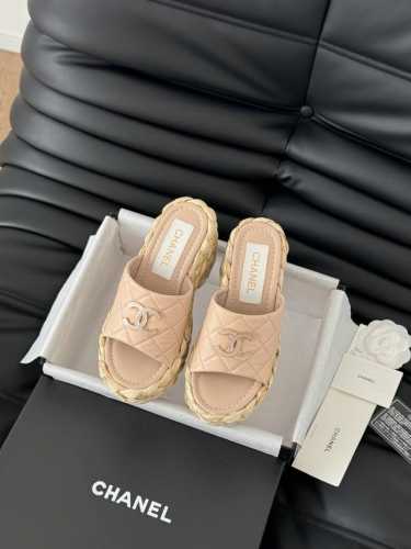 Chanel 25P新款双C编织拖鞋 新编织面料 编织鞋面 内里羊皮 原版大底 Size:35-39 其他码数定做