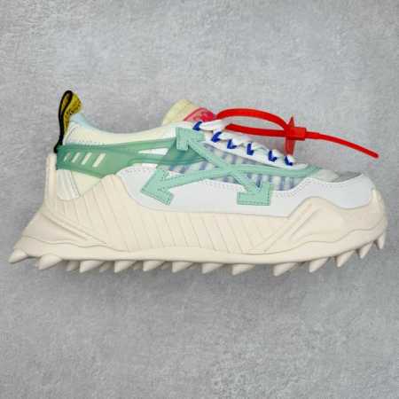 实价 OFF-WHITE ODSY OW皮革缓震休闲运动鞋 春夏走秀款球鞋 所有配件均通过定做出产正品裁片 原版比例大箭头定制网眼布双拼牛皮进口机器针车 数控针 - 点击图像关闭