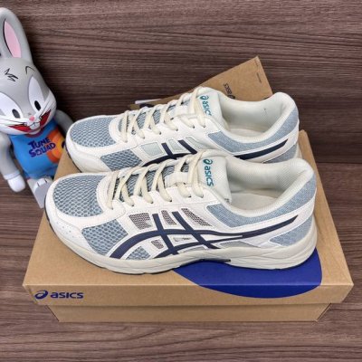顶级版本Asics Gel-Contend 4 亚瑟士 轻便舒适防滑耐磨 灰蓝低帮跑步鞋。 货号: T8D4Q-031 包装:全套得物配件毒盒配纯棉袜子一副。