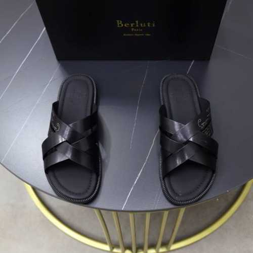 出厂价pp Berlut布鲁提 顶级手工上色牛皮男士拖鞋 全手工制作 有装饰的Sifnos Scritto图纹皮革拖鞋 官 采用进口皮胚古法上色改色处理 鞋面牛