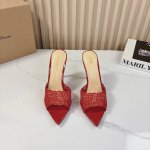 Gianvito Rossi 2024 经典款尖头电绣蕾丝高跟鞋半拖 它的出现就像夜空中最璀璨的星辰 经典的款式，永恒的魅力，电绣的图案更是为其增添了梦幻的色彩