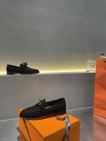 爱马仕 HerméS 乐福五金扣件单鞋 高品 原版工艺 黑色牛绒 黑里 款式经典 简约 此款主要对比的就是工艺 品质 爱马仕 HerméS 夏天开始不一样的夏天