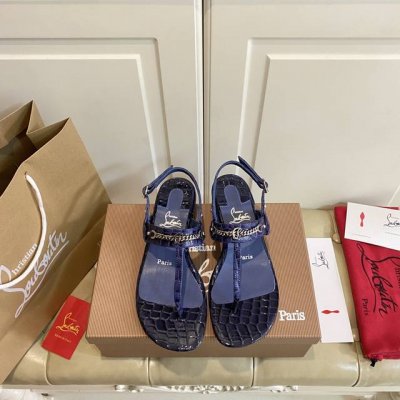 橡胶底 ，真皮底 ，红底鞋Christian Louboutin CL 夹趾拖鞋，鳄鱼纹牛皮面，羊皮里，35-41码 42码定做不退换