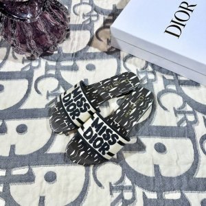 迪奥 Miss Dior系列平底拖鞋 字母刺绣拖 拼色一字拖 码数 35-42