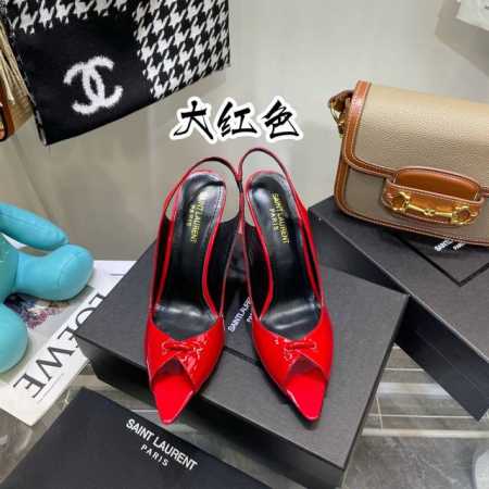 SAIN* LAURENT 顶级版圣罗兰YSL 烤漆跟高跟凉鞋经典logo字母设计，上脚超美，原版1:1开模，官网同步 面料：原版漆皮 内里：进口羊皮 鞋底：意 - 点击图像关闭