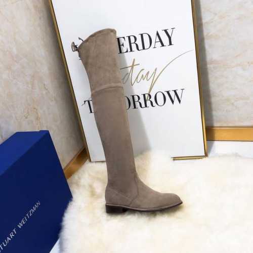 STUART WEITZMAN SW高版本八个跟高有绒里 经典后系带麂绒弹力靴长靴系列、刘涛、小辣椒 、杨幂、唐嫣。等众多明星网红同款！ 材质细节 整只鞋都采用