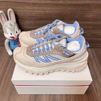 590 顶级版本Moncler盟可睐Trailgrip网布系带圆头低帮运动休闲鞋粉蓝。 码数：36-46码 编码: 4M00060M2058 全套得物包装：毒卡