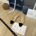 橙子出厂价p chanel 香奈儿春夏新款 拼色包头粗跟凉鞋 后空高跟鞋 单鞋 跟高 1.5Cm 6Cm 码数 34-42