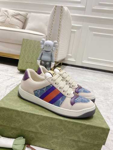 Gucci 全新升级gucci小脏鞋情侣款 2024早春新款 Gg系列做旧休闲小脏鞋走秀款 原版开发代购级别版本 金属双g水晶圆柱形标 Gucci原版纹织带 专