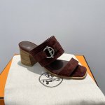Hermes 爱马仕 H家 Kute 60系列 金属扣粗跟凉鞋 鞋面:牛皮 大底:真皮底 跟高:6.5Cm 正码:35-39订做40.41.42