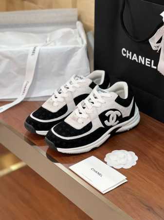 Chane 早春sneaker系列休闲鞋经典菱格运动鞋板鞋 火爆全球百搭神鞋 顶级原版复刻 老外订单精工手作高品质▲ 鞋面进口原版牛猄绒面皮泡棉内衬立体浮凸lo - 点击图像关闭