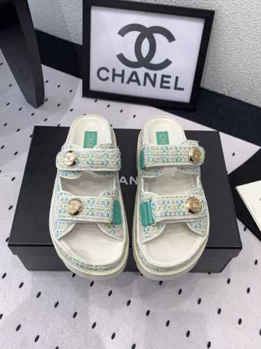 Chanel新款半拖沙滩鞋 高版本出货 上脚舒适超显腿型 夏季出行旅游必备单品 高密度编织鞋面 羊皮垫脚 原版开模大底 Size: 35-39 40 41订做