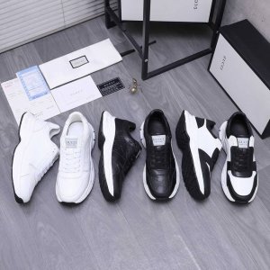 商品商标：Gucci 古驰 休闲男鞋 正码码数: 38-44 商品材料：精选牛皮拼接压纹鞋面 羊皮内里 橡胶大底