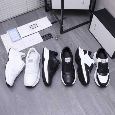 商品商标：Gucci 古驰 休闲男鞋 正码码数: 38-44 商品材料：精选牛皮拼接压纹鞋面 羊皮内里 橡胶大底