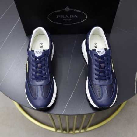 prada 普拉达 -高端品质 原单休闲运动鞋 -鞋面 纳帕小牛皮 摔纹小牛皮 鞋身品牌金属扣件 鞋舌品牌Logo布标 -内里 水染牛皮 -大底 超轻Tpu发泡 - 点击图像关闭