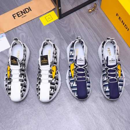 商品商标：Fendi 芬迪 休闲鞋 正码码数 38-44 商品材料：精选 牛皮拼接印花透气鞋面 牛皮鞋垫 橡胶大底 - 点击图像关闭