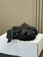 顶级品质 prada Ss25 New Arrival p家拉菲草厚底拖鞋 夏季跟拉菲草很搭啊 穿着舒适柔软透气 质感慵懒惬意 超Nice的 size 35-4