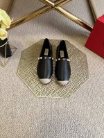 valentino Garavani 荔枝纹渔夫鞋 金属工艺效果处铆钉 麻绳渔夫鞋 可折叠鞋跟 低根2Cm 意大利制造 -35-41