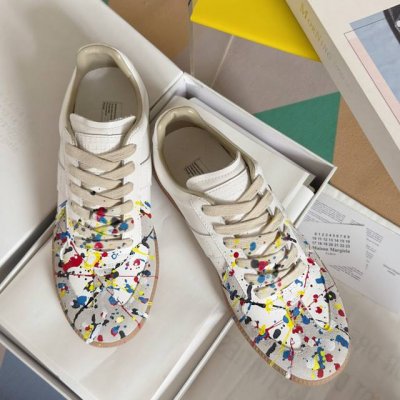 顶级版本：情侣款 Maisonmargiela Mm6 马吉拉 情侣款 喷墨 涂鸦 帆布 德训鞋 休闲 运动鞋 原版购入开发 做货 鬼才设计师品牌，一个轻奢品牌