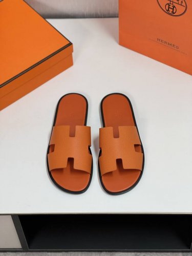 hermèS 真皮底 Size：38-44 45.46.47定制 爱马仕最高品质经典H拖鞋～高端男士凉鞋沙滩鞋拖鞋～专柜同步～原单代购货！原版进口鞋面牛皮内里牛