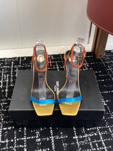 代购级 saint Laurent Ysl圣罗兰坡跟凉鞋 顶级品质 2025夏季新款 百分百原版复刻 鞋跟包裹进口牛皮 绝非市面上那些金属pu欢迎货比三家 鞋面