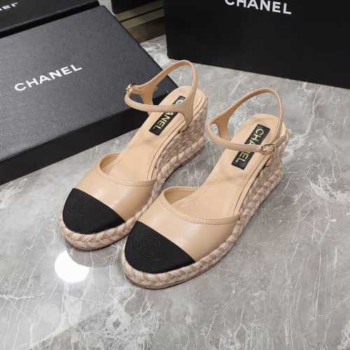 工厂p价p 顶级版本 Chanel 香奈儿 麻绳撞色大底坡跟凉鞋 夏天一定要入的凉鞋系列 可文艺可时髦 穿搭率实在太高了 坡跟在拉长腿方面真的Yyds 百搭舒适
