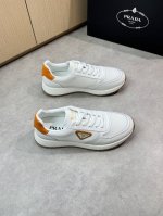 prada 普拉达 -高端品质 原单休闲运动鞋 -鞋面 纳帕小牛皮 品牌高丝光帆布 鞋身车缝品牌金属扣件 鞋舌丝印高周波品牌Logo -内里 水染牛皮 -大底