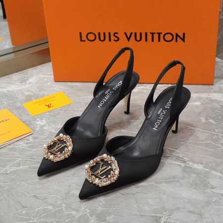 工厂价 Louis Vuitton 路易威登 2024年新款凉鞋 鞋面：真丝 内里：羊皮 鞋底：意大利真皮大底 跟高：7Cm 码数：35-40 - 点击图像关闭