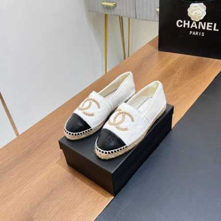 顶级版本 2024早秋新款 CHANEL香奈儿官网同步 渔夫鞋 专柜原版开发，正品工艺，手工折边后缝合，纯手工缝马克线，鞋正中的双C LOGO点缀恰到好处，简约 - 点击图像关闭