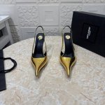 工厂p价 女装女鞋 运动原单 Ysl.顶级版本.高品质. 配置全套包装 2025新款 官网同步 1:1开模 尖头后空鞋 鞋面 漆皮 真丝 内里 羊皮 跟高: 1