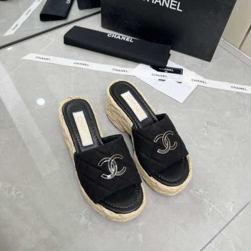 CHANE 香奈儿 25新款草编麻绳厚底拖鞋面料：羊皮 布内里：羊皮大底：原版大底 厚7.5cm 码数： 35-40