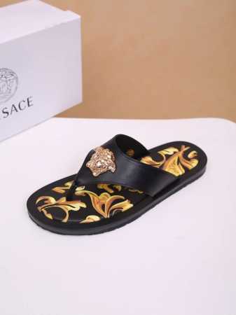 品牌 Brand ：VERSACE 范思哲 拖鞋码数 Size : 38 39 40 41 42 43 44 可定制45 面料Fabric ： 进口头层牛皮内里 - 点击图像关闭